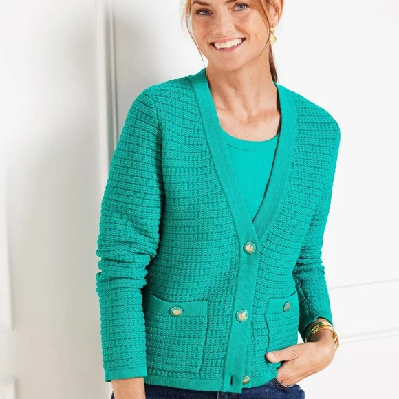 Talbots Turquoise Cardigan Sweater - Picture 6 of 9